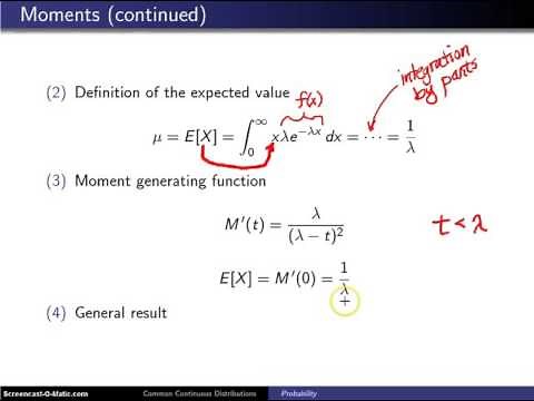 Exponential distribution moments