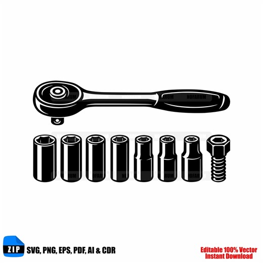 Ratchet Wrench SVG Socket Tool Mechanic Silhouette Garage Equipment Cricut Vector Download - Etsy