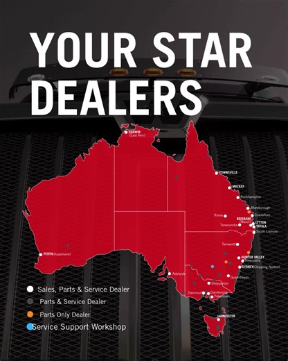 Wherever the road takes you, there’s a Western Star dealer ready to back you.✨ From coast to coast, our dealer network is here to support you with sales, service, genuine parts, and the know-how to keep your Star working hard. Find your nearest Western Star dealership by visiting: https://bit.ly/3HqwwKq #WesternStarTrucksANZ #SeriousTrucks #TrucksOfAustralia #TruckersLife | Western Star Trucks Australia and New Zealand