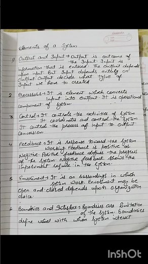 Notes on elements of system in System Analysis and Design||SAD