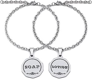 Soap/Dish Soap, Lotion/Hand Soap Tags - Double-Sided Labels for Kitchen/Bathroom Dispensers- Laser Engraved Three-Dimensional Font, Mason Jar Decoration, 2 pcs Set (Silver)