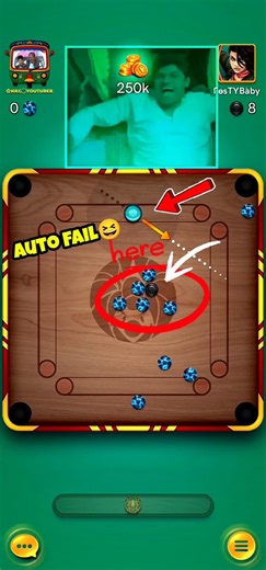 250k Opponent Snack Auto Failed😆 #kkgcarrom_2 #carrompool