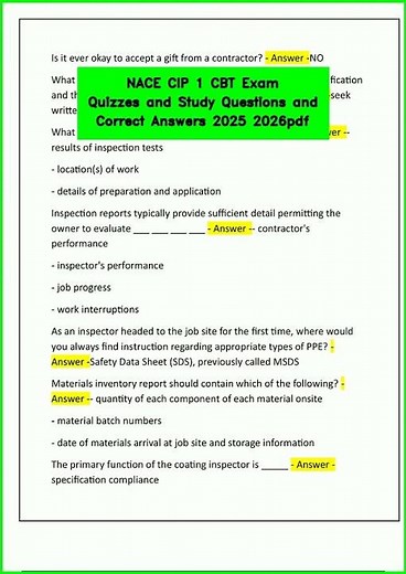 NACE CIP 1 CBT Exam Quizzes and Study Questions and Correct Answers 2025 2026pdf video