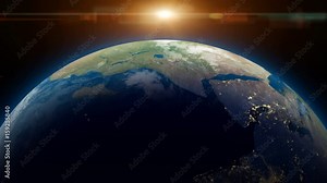 Realistic Earth Rotating on space (Loop). Texture map courtesy of NASA.