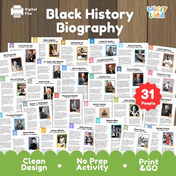 Black History Month Biographies | 31 Reading Passages & Bulletin Board Posters
