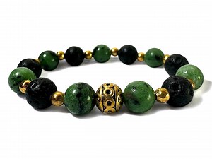 Ruby Zoisite & Lava Stone Bracelet: Handmade Gemstone Jewelry - Etsy UK