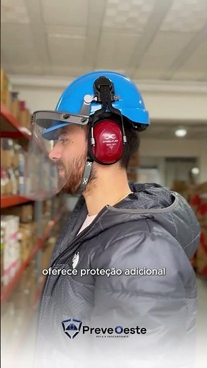 Capacete EPI Azul com Carneira e Jugular e Protetor Facial Acoplável Steelflex