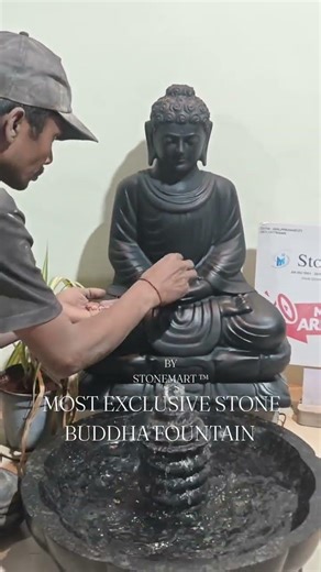 Intricately Carved Natural Stone Buddha Statue with Water Feature #buddhafountain #homedecor