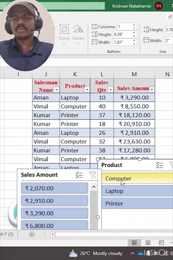 Slicer in excel in tamil #slicer #excel #excelfresher #exceltutorial