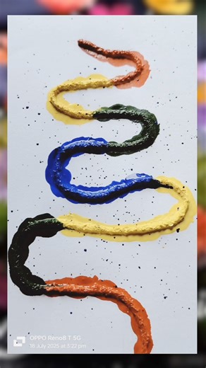 easy beautiful thread painting design || string pull technique || how to paint using thread #shorts