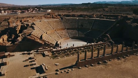 Timgad's Ancient Glory: A Drone Journey over Roman Ruins