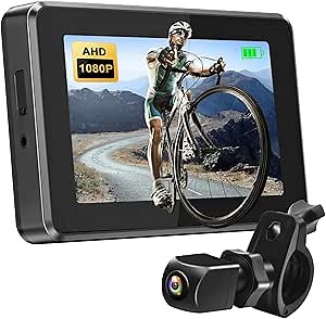 PARKVISION Bike Rear View Mirror,1080P AHD Bicycle Rear View Camera with 4.3''Screen,360°Rotatable Bracket, 5000mAh Battery Bike Handlebar Mirror with 110°Appropriate Angle for Most Bikes