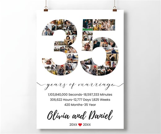 35th Wedding Anniversary Photo Collage Template | Romantic Gift for Husband or Wife Digital Download - Etsy