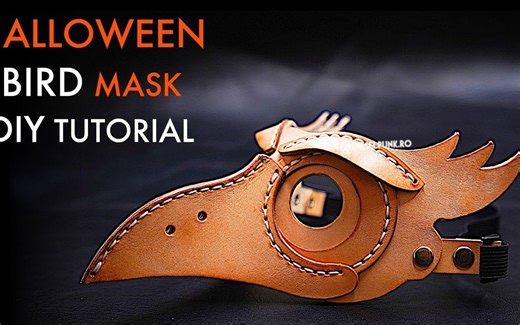 制作皮革鸟面具 - 图案下载和教程视频 / Leather Bird Mask - Pattern Download and Tutorial Video