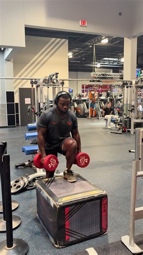 🐺 Full Body Workout •Burpee w/ sled push & pull •Dumbbell step up •Box jumps •Dumbbell shoulder press ( Circuit ) •Seated chest press ( 5 reps each arm ; 10 reps together ) •Barbell reverse lunge w/ knee drive •Barbell upright row w/ front raise ( Circuit ) - 10 - 12 reps 3 - 4 sets #fyp #weightloss #gymmotivation