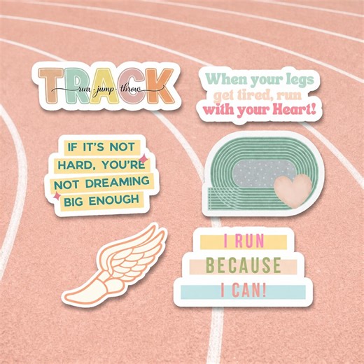 Running Sticker Set of 6 Stickers | Gift for Runner | Track Runner Stickers | Scrapbook Stickers | Running Journal Stickers - Etsy