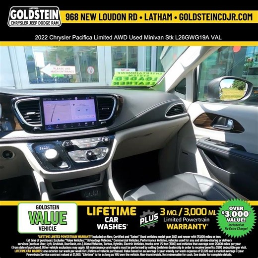 2022 Chrysler Pacifica Limited AWD Used Minivan Stk L26GWG19A VAL