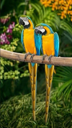 Blue-and-yellow Macaw | Paired Perch & Behavior | Real Bird Sounds & Relaxing Music | Bird Atlas