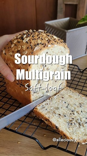 Meet your new favorite bread! 🥖 This Sourdough Multigrain Soft Loaf is packed with nutritious seeds and grains, perfect for guilt-free indulgence. Healthy, hearty, and oh-so-soft. Who says you can't have it all? ✨ Want to bake this too? Grab the recipe card via the link in my bio or just comment “multigrain” below and I’ll send it your way | elleciously