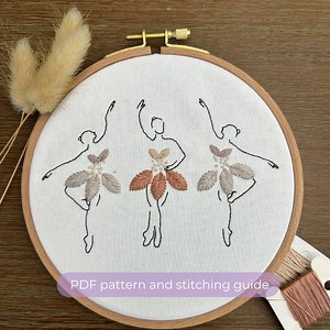 Ballerina Trio Embroidery Pattern | Ballet | Dance | Tutu | Dancer | Floral Design| DIY Modern Hand Embroidery Pattern | Digital PDF - Etsy