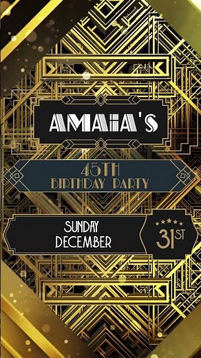 Gatsby Style Birthday Video Invitation | 1920s Art Deco Digital Party | Roaring Twenties Glam Theme