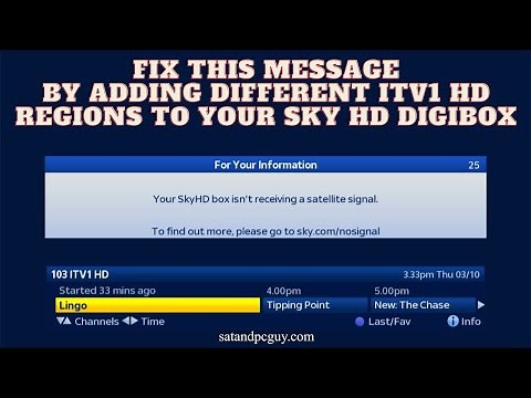 Fix No Signal on ITV1 HD on Sky channel 103 -How to add different ITV1 HD regions to your Sky HD box