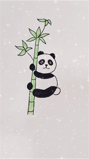 Panda with bamboo drawing#easy #panda#drawing