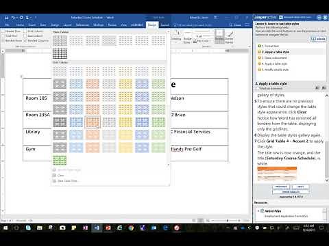 JasperActive Word 2016 Core Lesson 6 Learn 3-Using Table Styles
