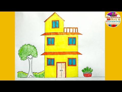 How to draw a two storey building house| Easy step by step #drawing #tutorial#art