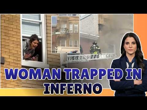NJ firefighters rescue woman through top floor window of high-rise in dramatic video