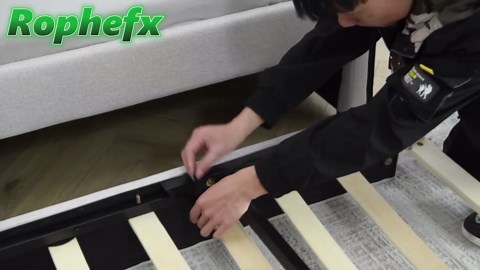 Rophefx Twin to King Size Day Bed, Twin Daybed with Pop Up Trundle & USB & Type C Port, Upholstered Sofa Bed Frame, No Box Spring Needed, with Button Tufting Linen Trim, Wood Slats, Linen, Grey