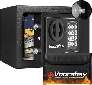 Voncabay Money Safe Box & Fireproof Bag - Digital Keypad, Sensor Light, Keypad & Key - Walmart.com