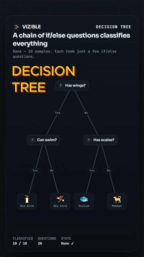 Decision Tree: A chain of if/else questions classifies everything #shorts #decisiontree