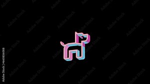 Bright dog icon is jumping merrily. Retro style. Alpha channel black. Looped from frame 120 to 240, Alpha BW at the end
