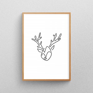 Reindeer Line Art, Rudolph, Christmas Wall Art, Minimalistic, Abstract, One Line Drawing - Etsy Australia