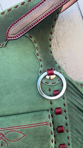 Handmade Forest Green Leather Chaps for Cowboys and Cowgirls