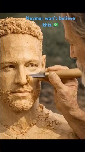Watch wood turn into a Neymar Portrait Sculpting magic #footballartistry #neymar