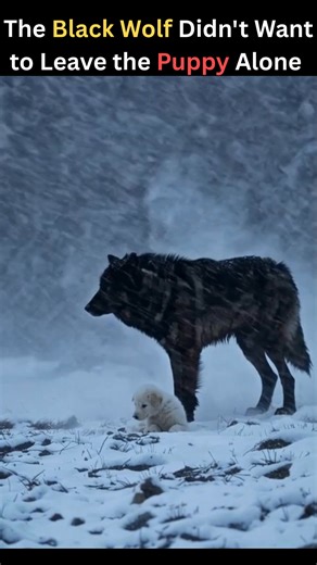 The Black Wolf Didn't Want to Leave the Puppy Alone. The blizzard came without warning. One moment, the forest was silent under a gray sky. The next, wind screamed through the pines, turning the world into a whiteout of ice and fury. The white puppy—barely eight weeks old, abandoned or lost, no one would ever know—huddled beneath a fallen log, her tiny body trembling. Snow already dusted her fur, making her nearly invisible against the growing drifts. That's when the black wolf appeared. He was 