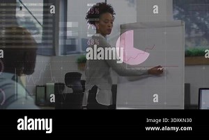 woman entering and marking trend on flip chart, generating holographic chart for business review. Business, analytics, presentation, data visualization, teamwork, modern, professional Stock Video Footage - Alamy