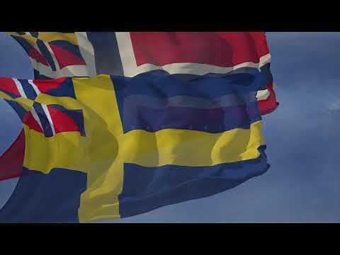 Waving flag and National anthem of the Union of Sweden and Norway (Historical)