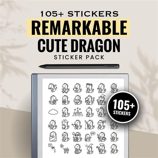 Cute Dragon Remarkable Stickers Bundle | E-ink Tablet Notes Kit | Remarkable 2 Digital Stickers - Etsy