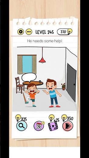 Brain Test Level 245 walkthrough Solution He needs Some help!