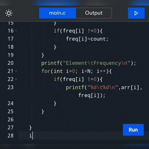 How to write a c Program to find the frequency of each element in an integer array of size N.