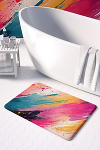 Bath Mat: Vibrant Abstract Pattern - Soft, Absorbent, Non-slip - Etsy