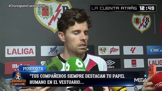 😲 "El VASO ESTÁ VACÍO".💥 Ojo a la rajada de Gumbau, jugador del Rayo, cuando le preguntan por los minutos que juega.📹 @MarcosdVicente