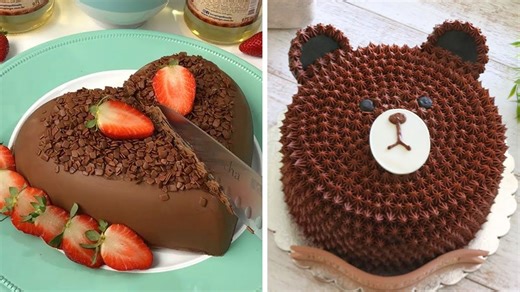 Chocolate Heart & Bear Cakes 🍓🐻 | Cute & Rich Cake Decorating Ideas