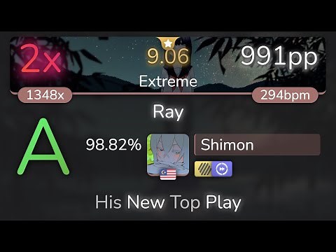 [9.06⭐] Shimon | PassCode - Ray [Extreme] +HDDT 98.82% {991pp 2❌} - osu!