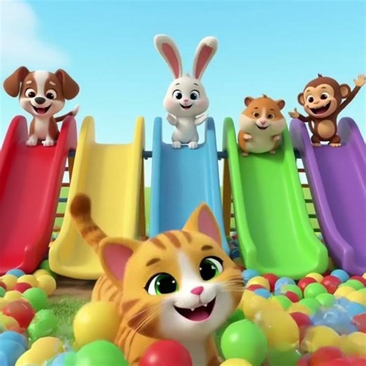 Pet Animals Slide |Count 1to5 #kidssongs #nurseryrhymes 🎢 | Toddler Learning Video