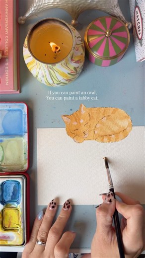 Easy sleeping cat painting tutorial
