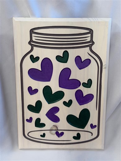 Valentine’s Day Jar of Hearts 12x18” Solid Wood Sign - Etsy
